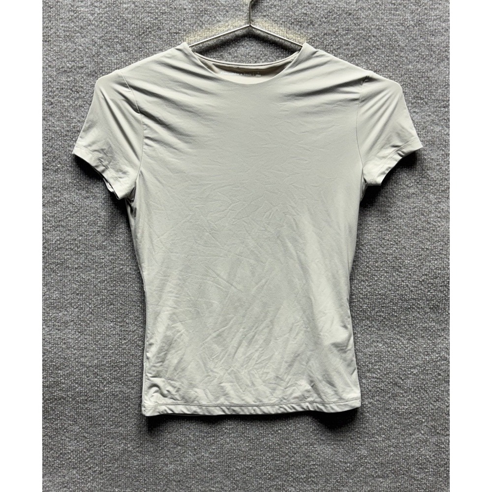 ABERCROMBIE & FITCH Women's Short-Sleeve Nude Double Lined Seamless Baby Tee S